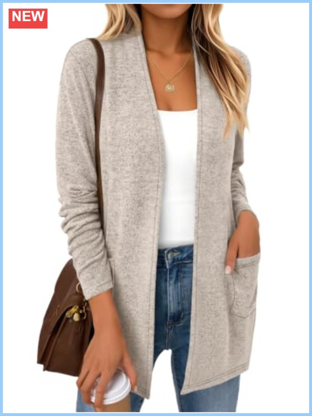 Lightweight Open Front Long Cardigan with Pockets Long Sleeve Layer